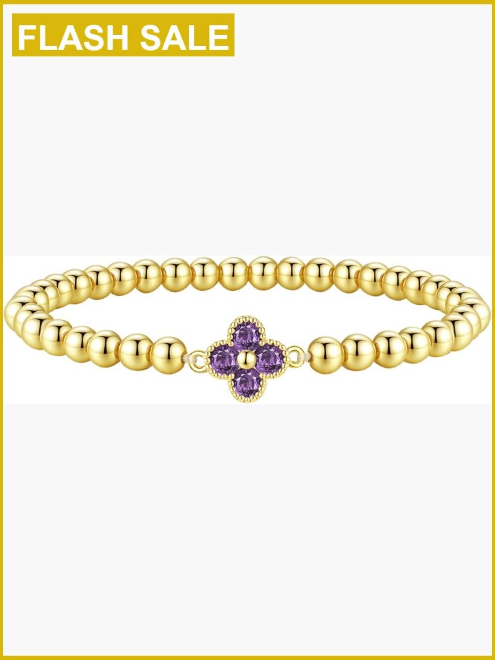 Non Tarnish 14K Gold Plated Elastic Bead Bracelet Stackable Friendship Dainty